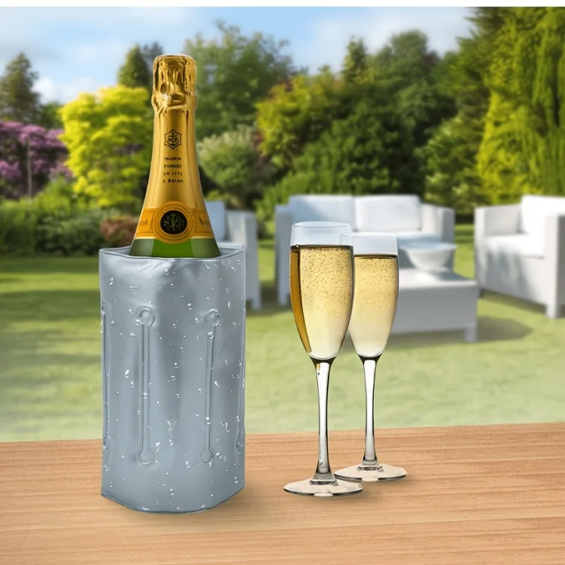 1/2/3pcs Outdoor Wine Cooler Sleeve PVC Transparent Gel Multi-slot Foldable Wine Champagne Ice Pack