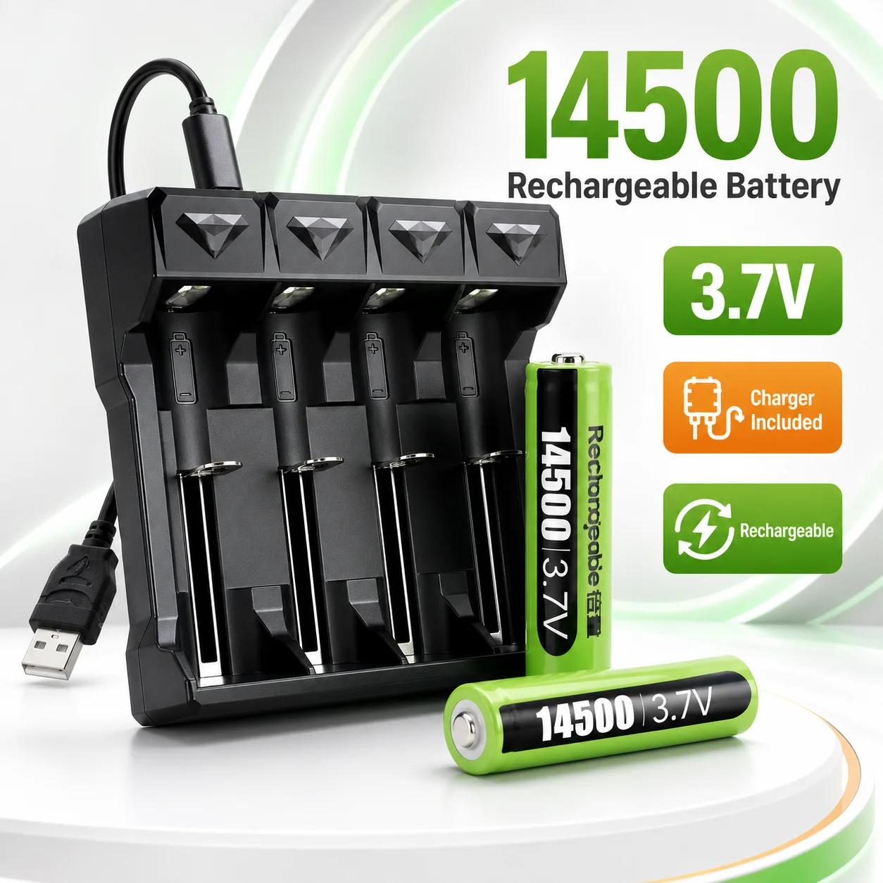 14500 Rechargeable Battery 2960mWh 3.7V Lithium Ion AA Size Cell for Electric Toothbrush Replacement Use