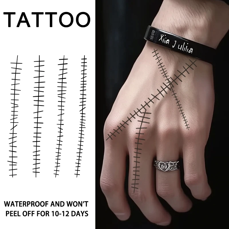 1Pc Sutured Wound Waterproof Temporary Tattoo Stickers, Long-lasting Waterproof for One to Two Weeks, Fake Tattoo for Arm, Leg.