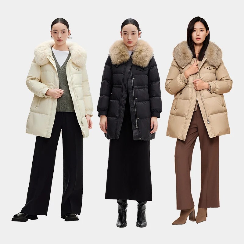 Chericom Women's Winter Down Jacket Long Coat Fox Fur Collar Thick Warm Padded Jacket Duck Down Puffer Jacket Women 299208