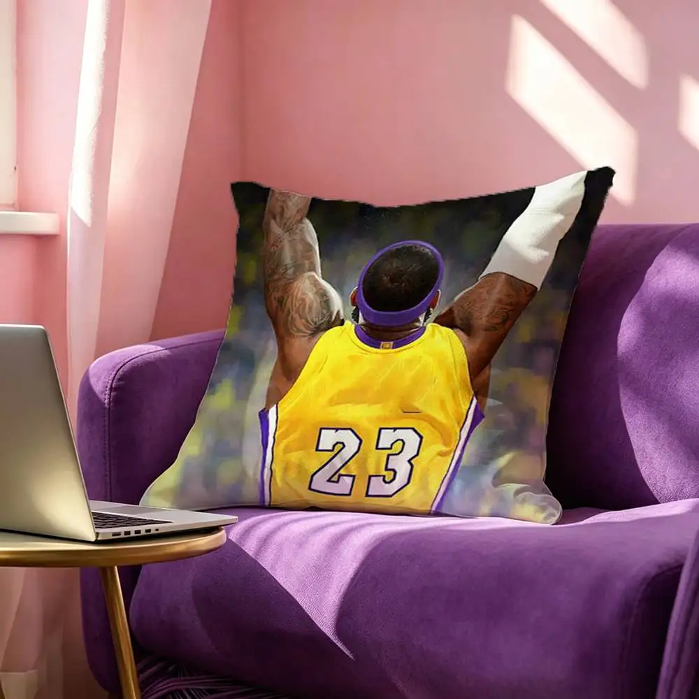 LeBron J-James Famous basketball Pillow Case Square Double-Sided Sofa Cushion Cover Bedroom Bedside Pillow