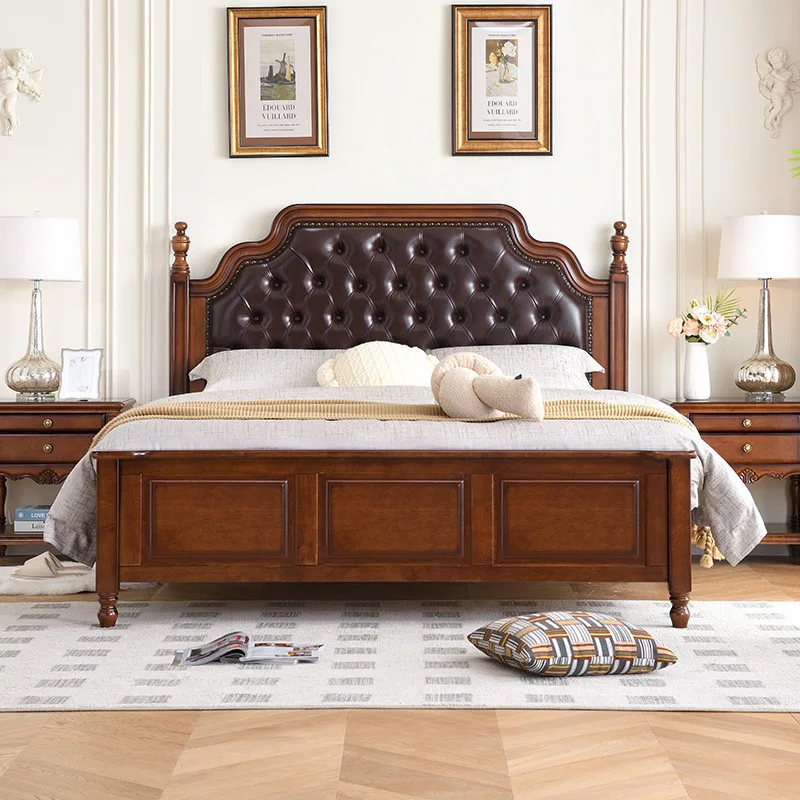 light luxury solid wood bed simple and modern 1.8m master bedroom wedding bed high-end atmosphere letti matrimoniali furniture