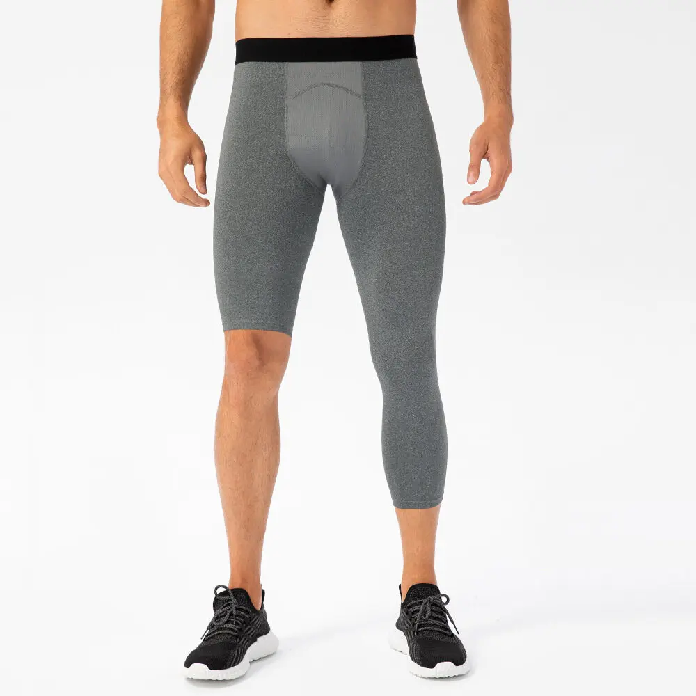 Mallas de baloncesto largas para hombre, pantalones Capri de entrenamiento, mallas asimétricas de compresión de secado rápido, pantalones deportivos de Fitness