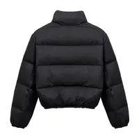 Winter Women's Casual Thi Cotton Padded Jaets Coats Street Sle Straight Cut Long Sve Zipper ort Length Pure Color 5