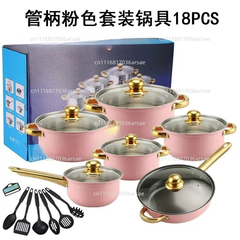 Stainless Steel 12-piece Pot Set, Soup Pot Non-stick Frying Pan