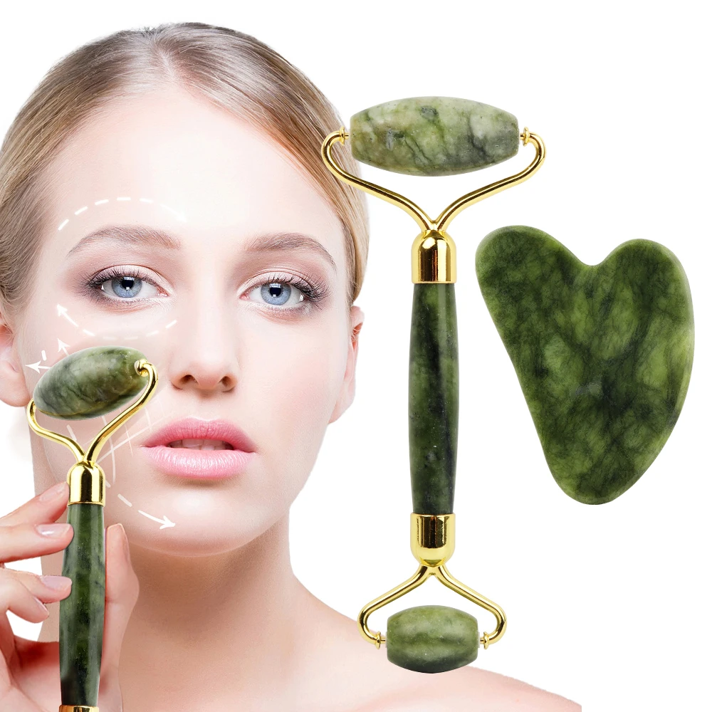 New Arrival Gua Sha Wałek do masażu do pielęgnacji twarzy Rolka jadeitowa Piękno Skrobanie skóry Podnoszenie podbródka Kamień naturalny Relaksujący