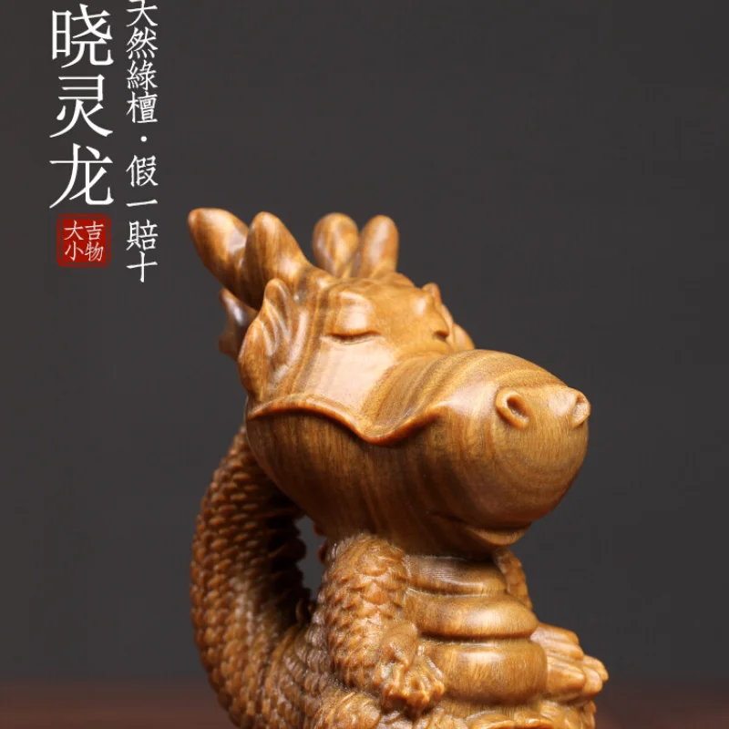 Guajacwood Wood Carving Cute Dragon Zodiac 2024 Dragon Year Mascot Decoration Handheld Artsy Object Gift Customization