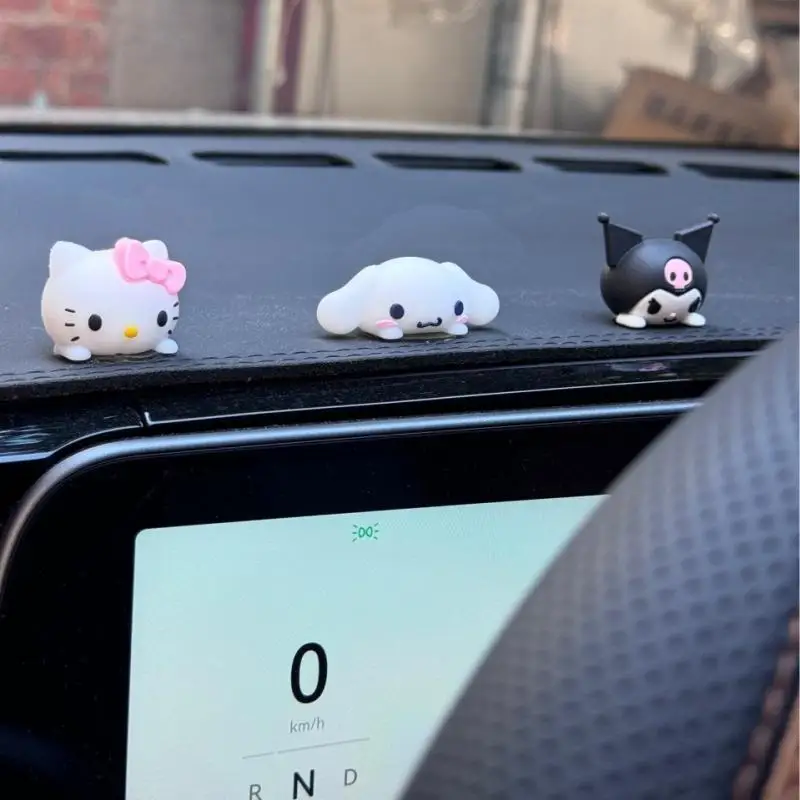 

Sanrio Mini Dashboard Decor Set Hello Kitty Cinnamoroll Kuromi Cute Cartoon Car Ornaments Silicone Figures For Car Interior