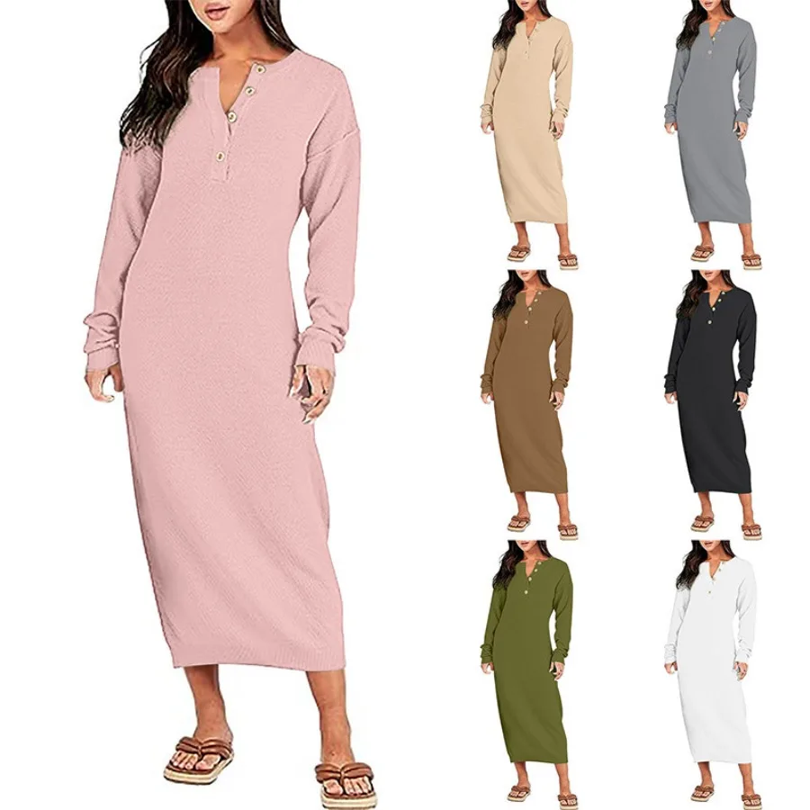 

【New style】Dress over the knee long slimming sweater, high waist sweater, French knitted skirt