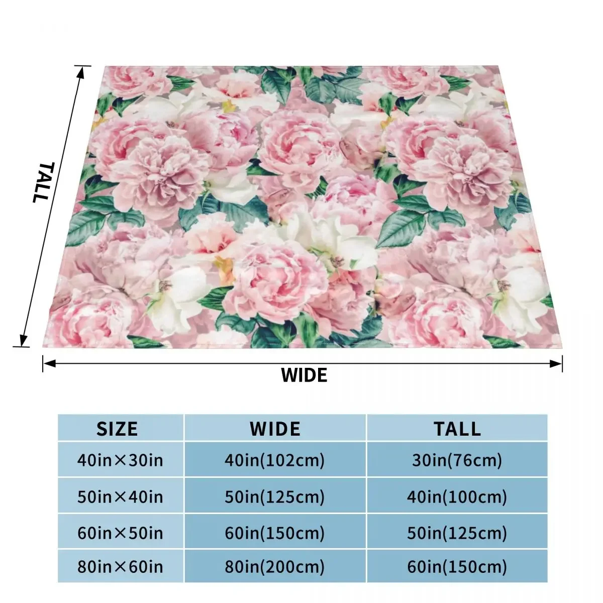 Vintage Blush Real Peonies Pattern Throw Blanket Soft Big for babies Flannel Personalized Gift Blankets