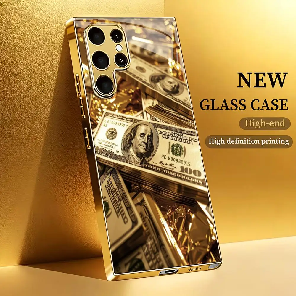 Light luxury and extravagant glass phone case suitable for Samsung Galaxy S26 S25 S24 S22 S21 S20 FE/Ultra/Plus anti fall