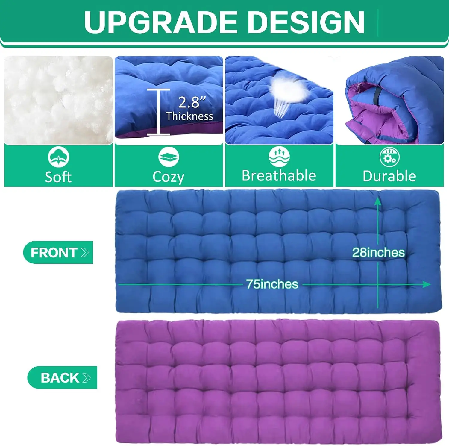 2 Pack Camping Cot with Mattress Comfortable Cot Bed Folding Cot Heavy Duty Cots for Sleeping with Carry Bag,Customized view 3