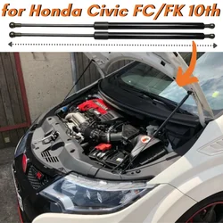 Qty(2) Hood Struts for Honda Civic FC/FK 10th 2015-2022 Front Bonnet Lift Supports Shock Absorbers Gas Springs Dampers Arm Bars