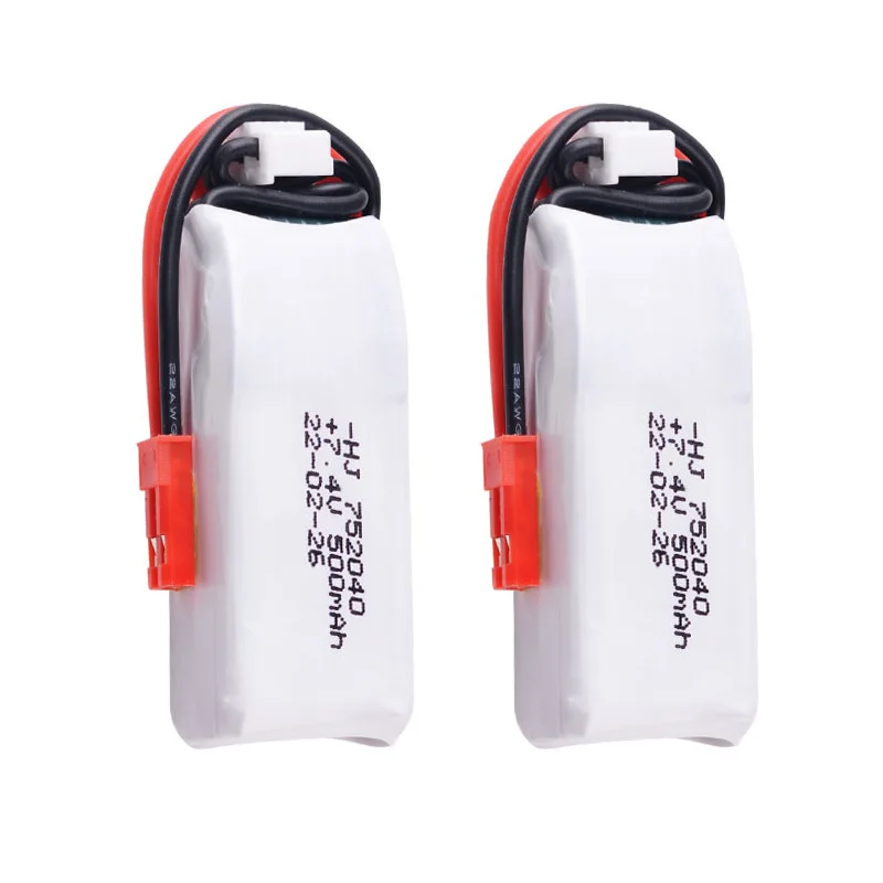 1/2/5pcs 7.4V 500mah batteria Lipo 2s 20C per WLtoys 20402-0658 20404 20409 1:20 Rc Car RC giocattoli parti del modello