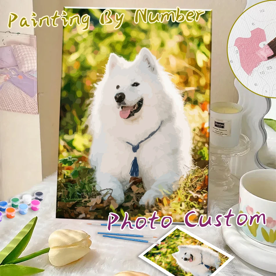 

Photo Custom DIY Painting By Numbers Customized Picture Landscape Pet Family Coloring By Numbers Handwork Gift