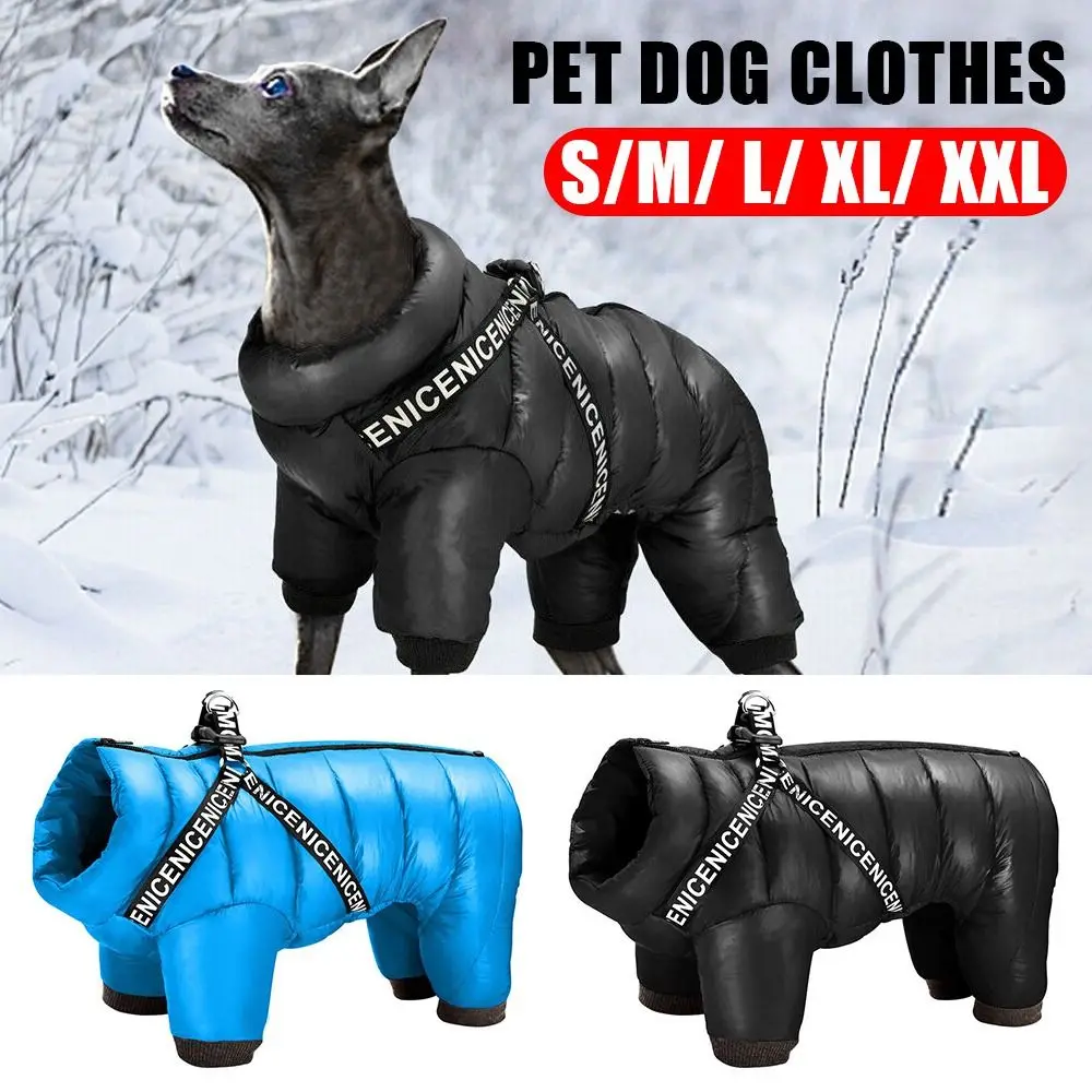 Winter Waterproof Dog Jacket Coat Thickening Warm Puppy Jumpsuit with Harness