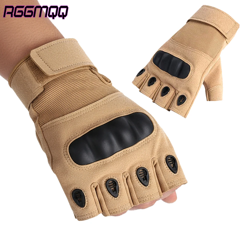 RGGMQQ 1 Paar taktische fingerlose Handschuhe – atmungsaktiver Anti-Rutsch-Griff, für mehrere Sportarten, Motorradfahren, Radfahren, Klettern, Wandern, Jagd