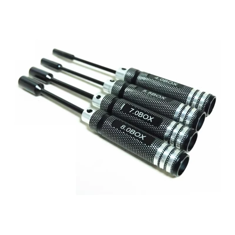 1Set 4.0 5.5 7.0 8.0mm External Hexagonal Socket Screwdriver with Metal Handle Sleeve Wrench Kit for RC Drone Assembly Tools