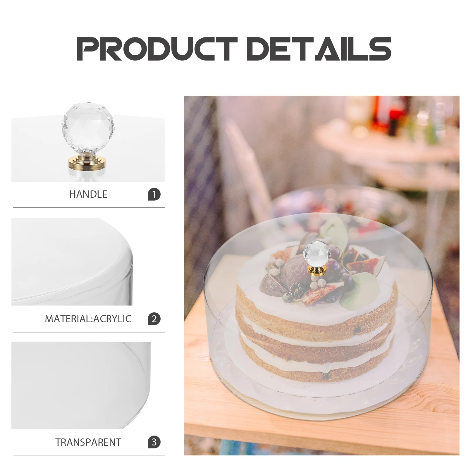 

Reusable Acrylic Cake Dome Clear Food Cover Protective Cake Cover Dustproof Dessert Display Party Food Protector