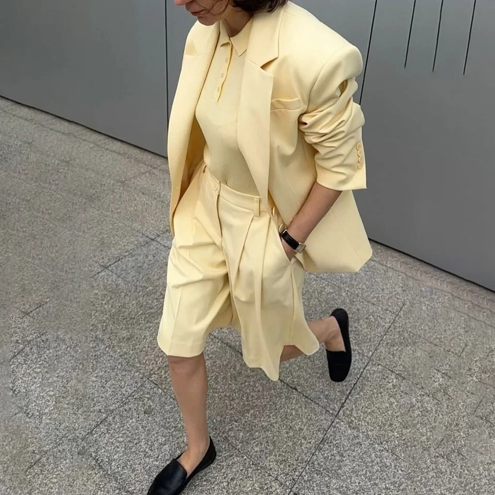

Summer Women Two Pieces Pants Sets Single Breasted Notch Lapel Classic Elegant Blazer Professional Party Wear Daily Office Suits