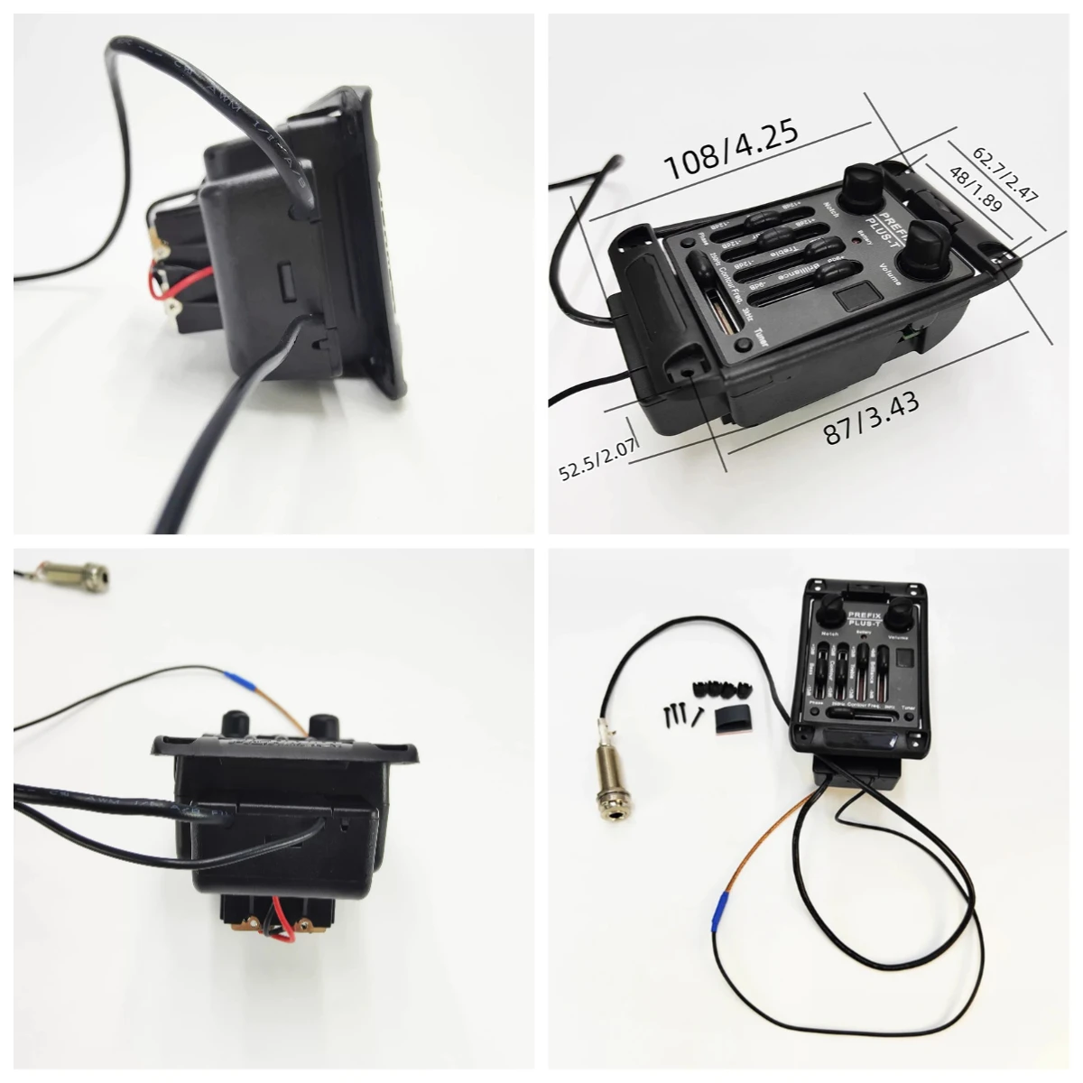 PLUS-T Folk Acoustic Guitar Pickup System, Onboard EQ Equalizer & Chromatic Tuner for Acoustic Guitars