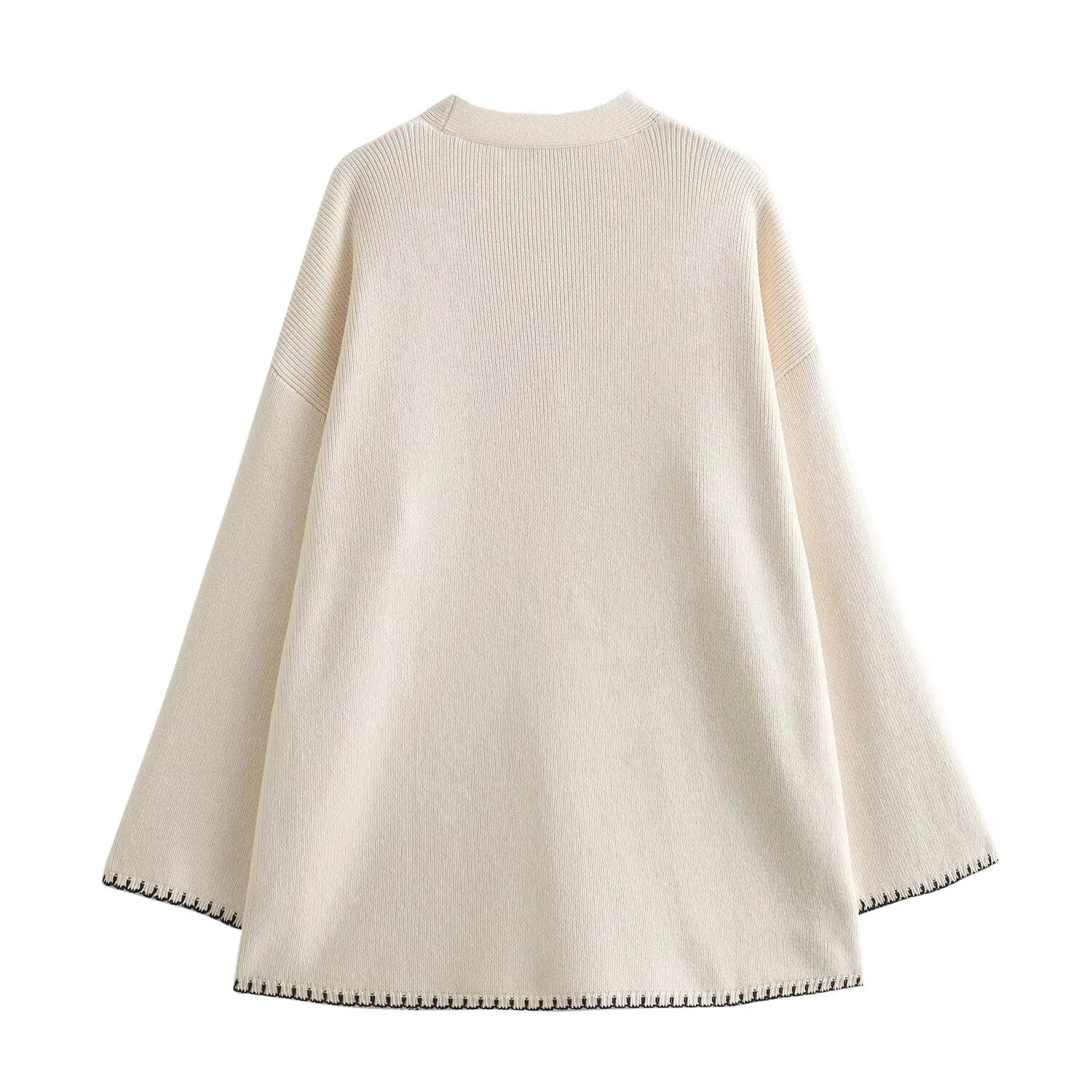 Jenny&Dave Colors Pockets Cardigans Sweaters Fashion Contrasting Nordic Minimalism Knitted Jacket Women Tops