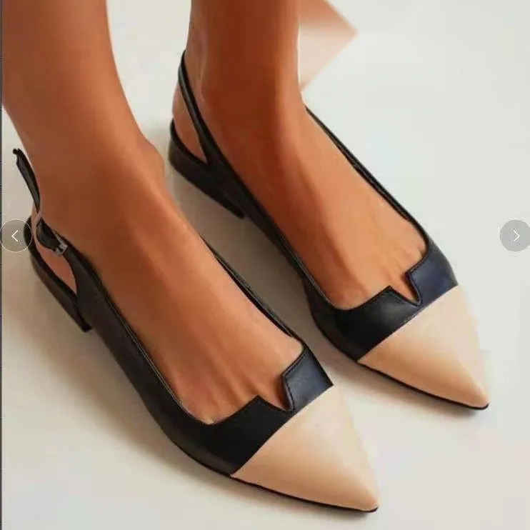 Closed Toe Sandals 2024 Women\'s Suit Female Beige Block Heels Mary Jane Low-Heeled Shoes With Strap New Black Chunky Fashion Low