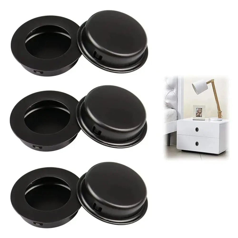 6 PCS 레트로 캐비닛 도어 핸들 스테인레스 스틸 Recessed 보이지 않는 핸들 캐비닛 당겨 도어 디스크 룸 라운드 링 핸들 당겨