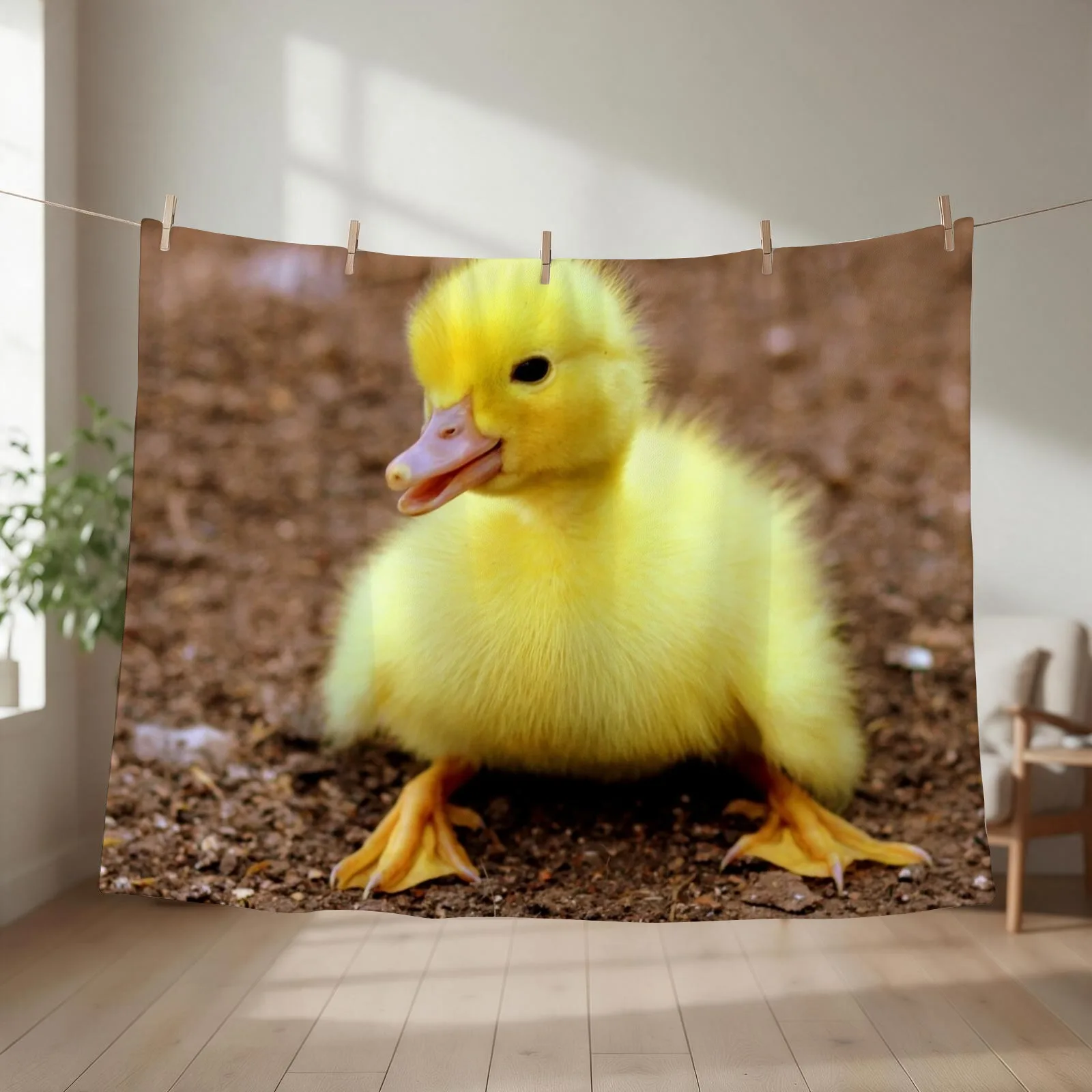 ANIMALS #62 - Adorable Yellow Duckling Throw Blanket Sofa Plush Custom Decorative Throw Blankets