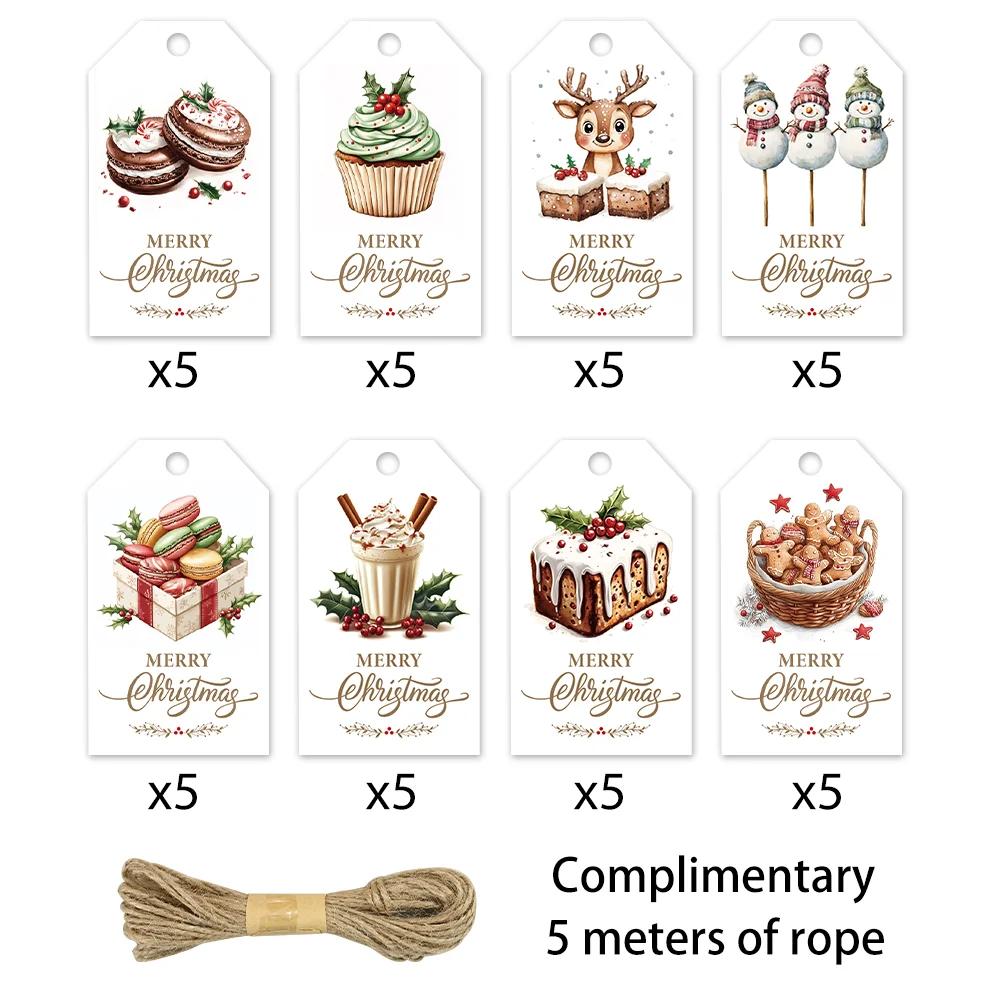 40pcs, Christmas tags, gift labels, party decorations, DIY cards, holiday