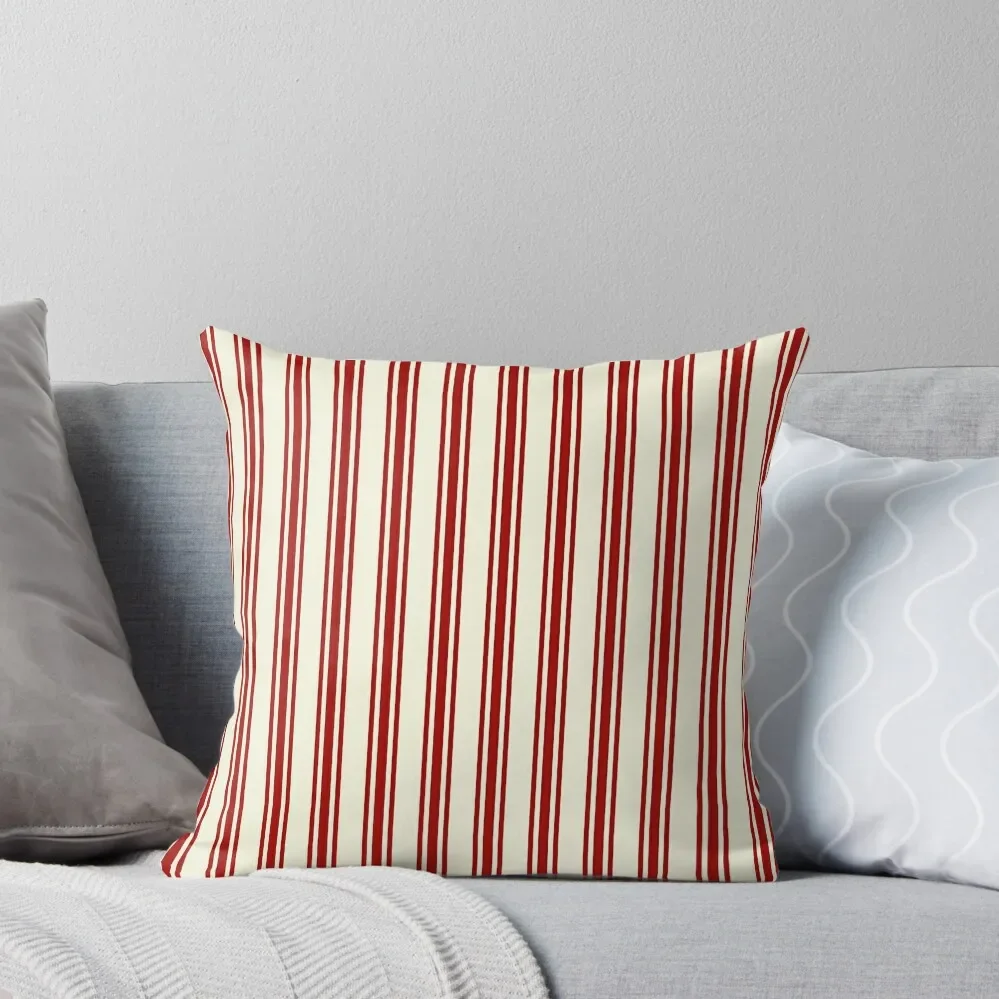 

Dark Red & Cream Ticking Stripes Pattern Throw Pillow Cushion Child Sofa Cover Pillow