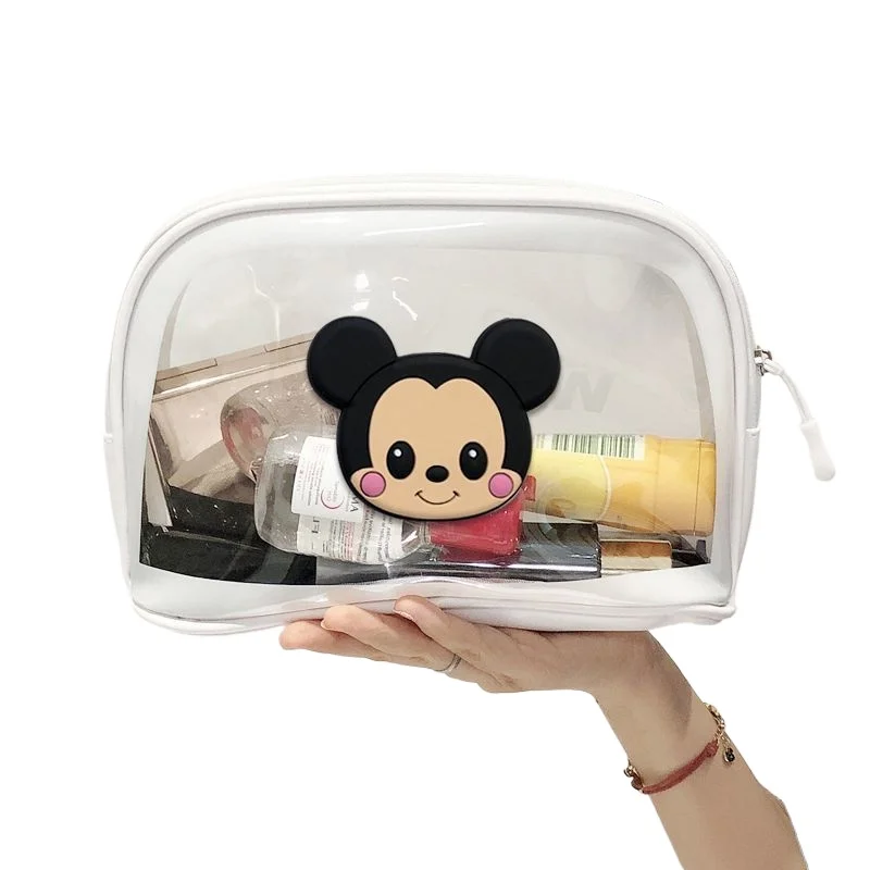 Disney Cartoon Mickey Minnie borsa cosmetica portatile da viaggio borsa da toilette portatile borsa da toilette trasparente impermeabile di bellezza