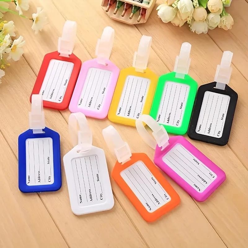 2pcs Luggage Tags Suitcase Label Bag Travel Accessories Luggage Bag Tag Name Address ID Label Plastic Suitcase Baggage Tags