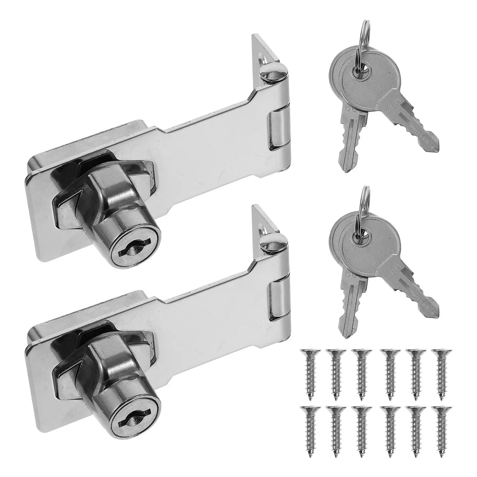 2Pcs Stainless Steel Door Lock Hasp Thickened Lock Plate Concealed Screws Security Locks for Home Office Cabinets