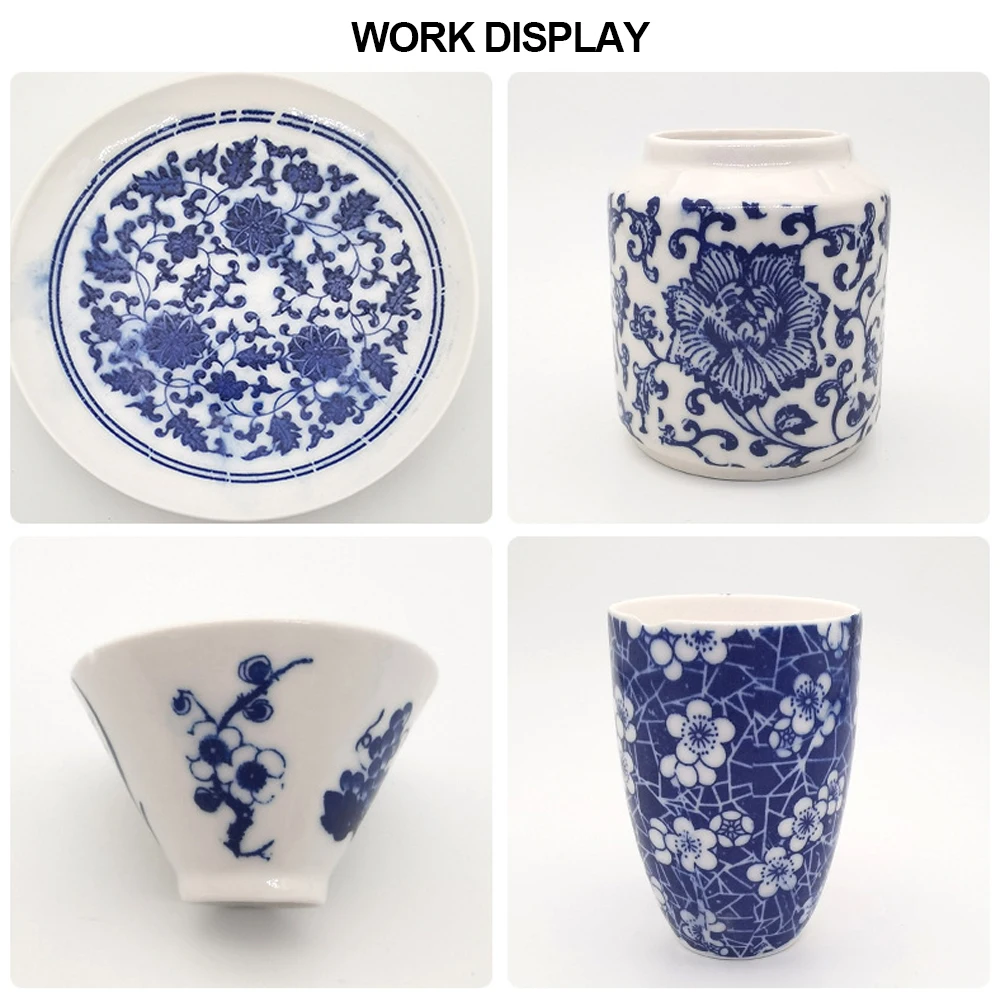 Papel de transferencia para manualidades de porcelana y cerámica, multipatrón opcional, impresión, azul y blanco