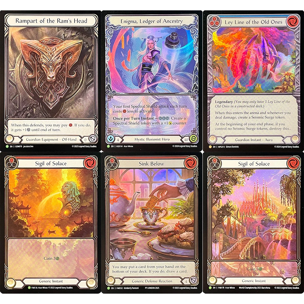 

FAB Proxy Foil Game Rare Cards TCG Rampart of the Ram'sHead Sigil of Solace SigilofSolace Sink Below Ley Lineof the Old Ones