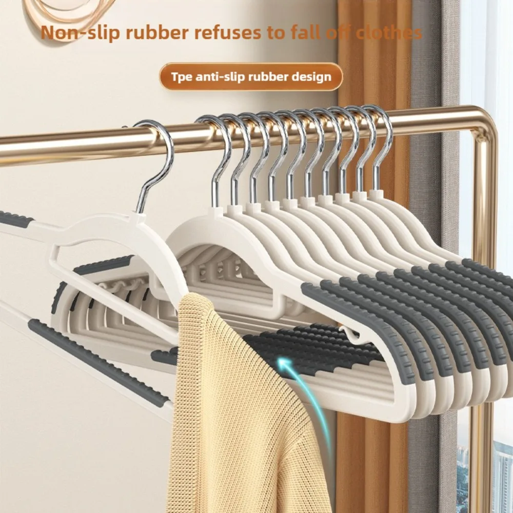 10pcs Home seamless wide shoulder clothes hanger, anti slip and anti bulging bag, thickened for both dry and wet use