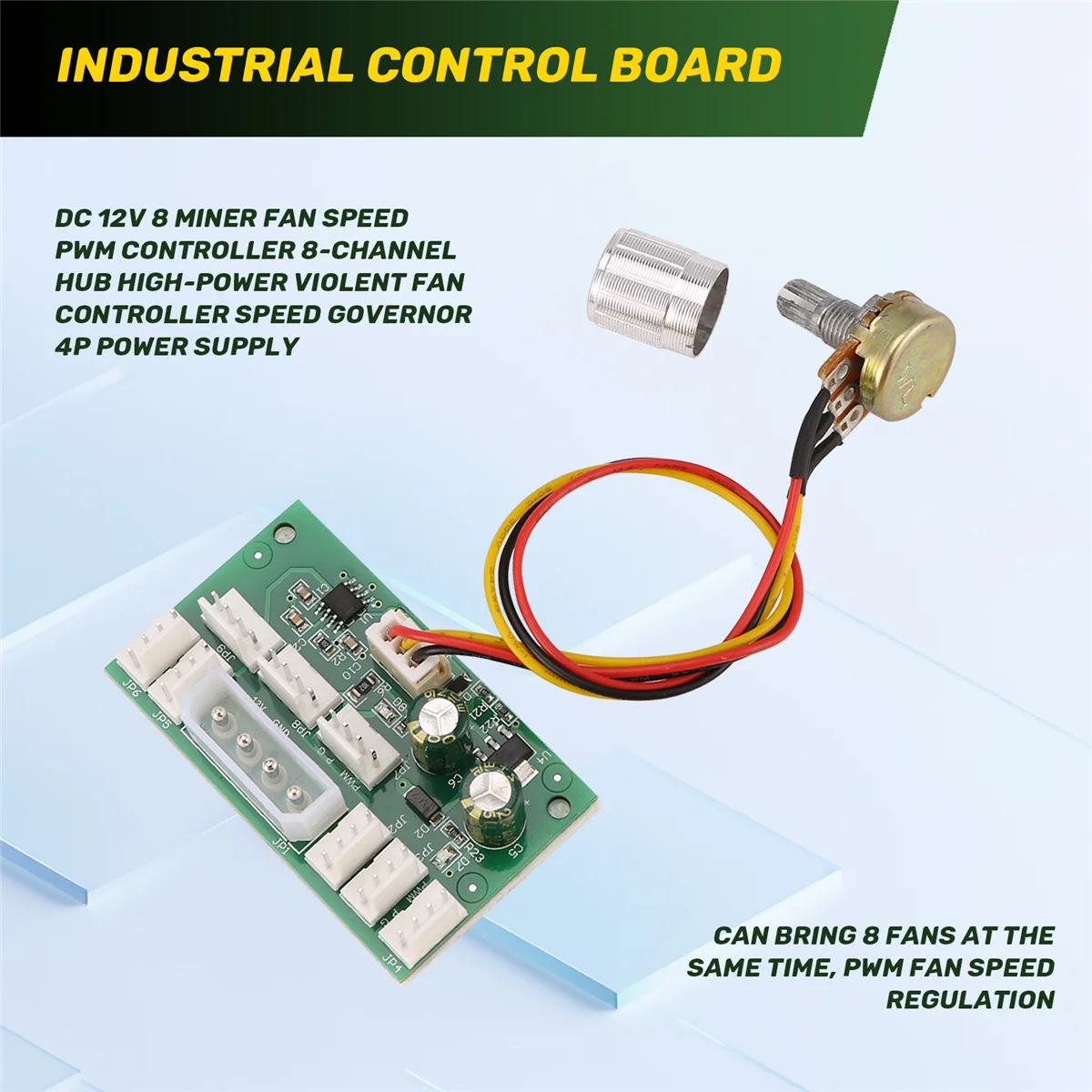 N09R DC 12V 8 Miner Fan Speed PWM Controller 8-Channel Hub High-Power Violent Fan Controller Speed Governor 4P Power Supply