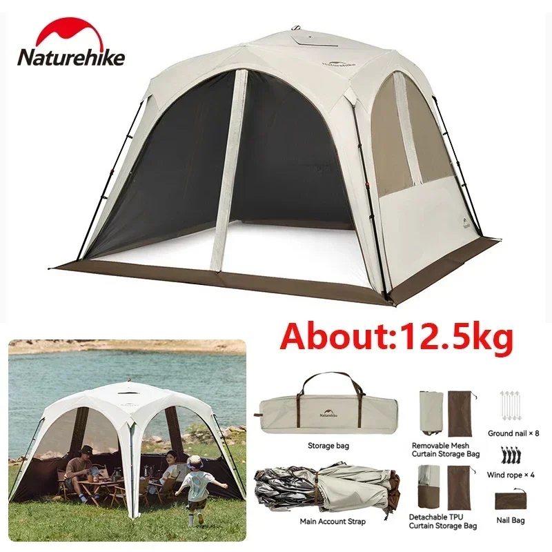 Naturehike Dome Tent with Chimney Zipper Camping Shelters Outdoor Self Standing Sunshade Canopy Waterproof Quick Open Awning 