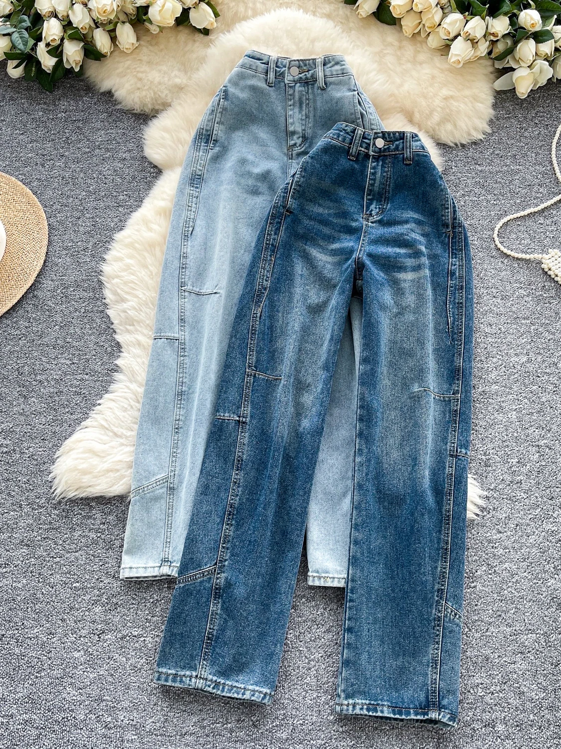Hohe Taille Breite Bein Jeans frauen Sommer Neue Sle Retro Lange Hosen Straße Faion Design Abnehmen Gerade Bein heiße Mädchen Jeans