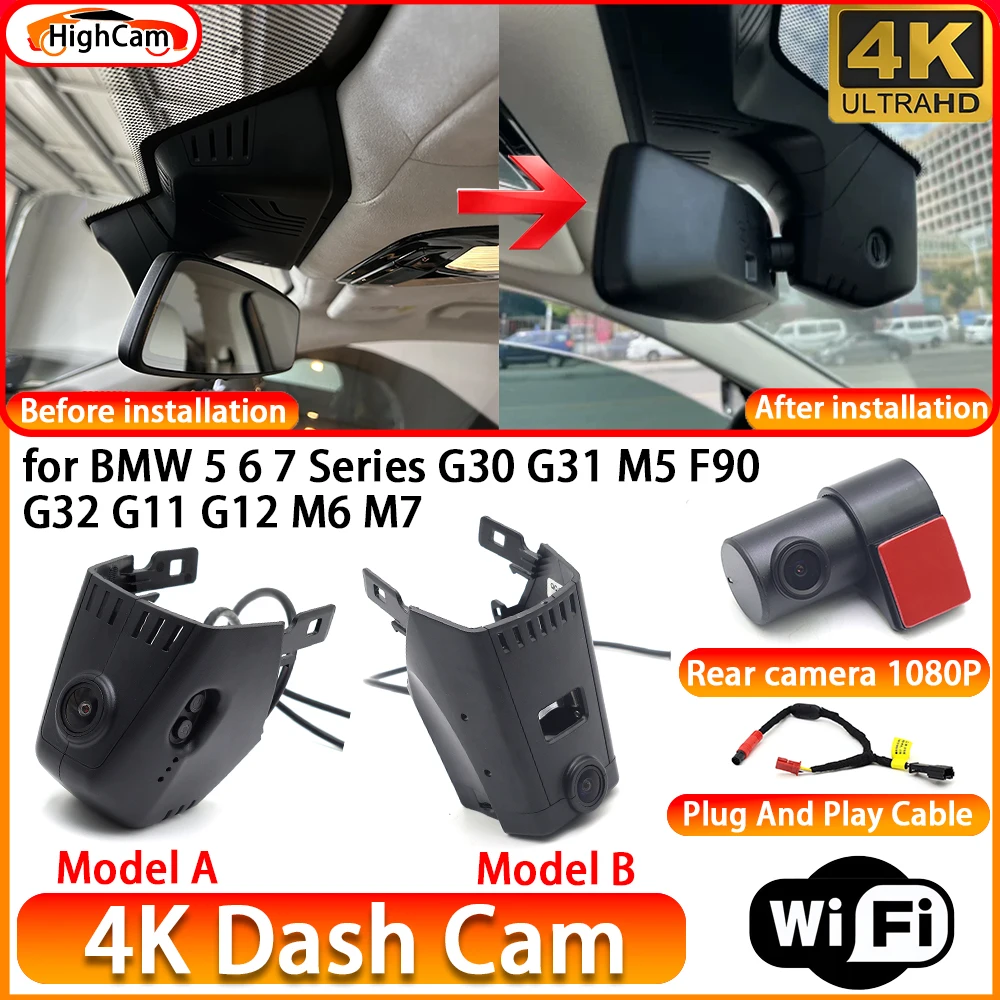 for BMW 5 6 7 Series G30 G31 M5 F90 G32 G11 G12 M6 M7 OEM 4K DVR Dash Cam Front Rear Camera WiFi Video Recorder Plug and Play