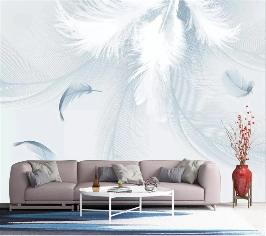 Custom wallpaper 3d mural retro feather Nordic style Living room sofa TV background wall bedroom restaurant wall fabric Hotel 8d