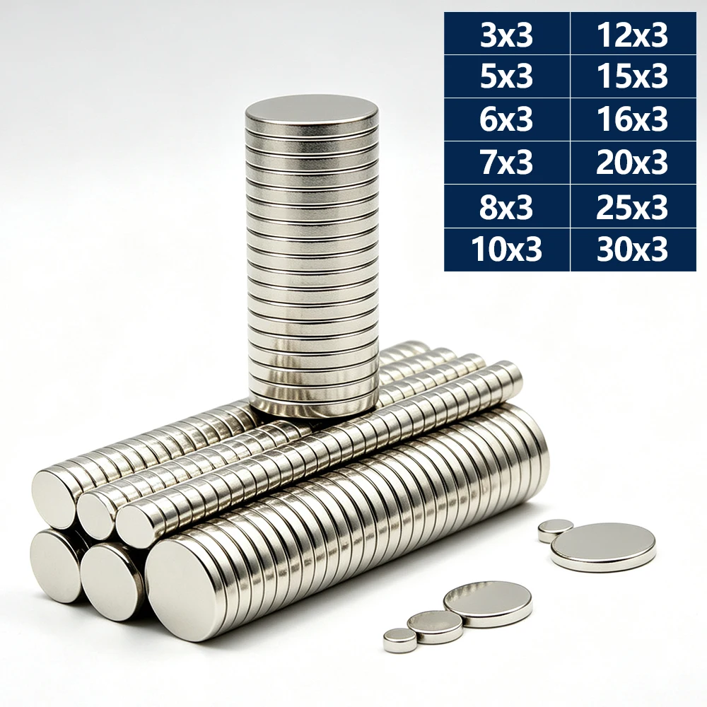 6x3 10x3 20x3mm N35 Round Neodymium Magnet Disc Powerful Permanent NdFeB Magnets for Fridge Stickers, DIY Craft, Home Office