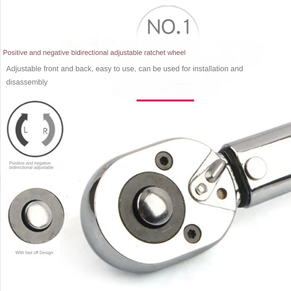 1/2 10-150N Fast Tire Adjustable Ratchet Torque Wrench Auto Repair Kg Torque Positive and Negative Socket Wrench