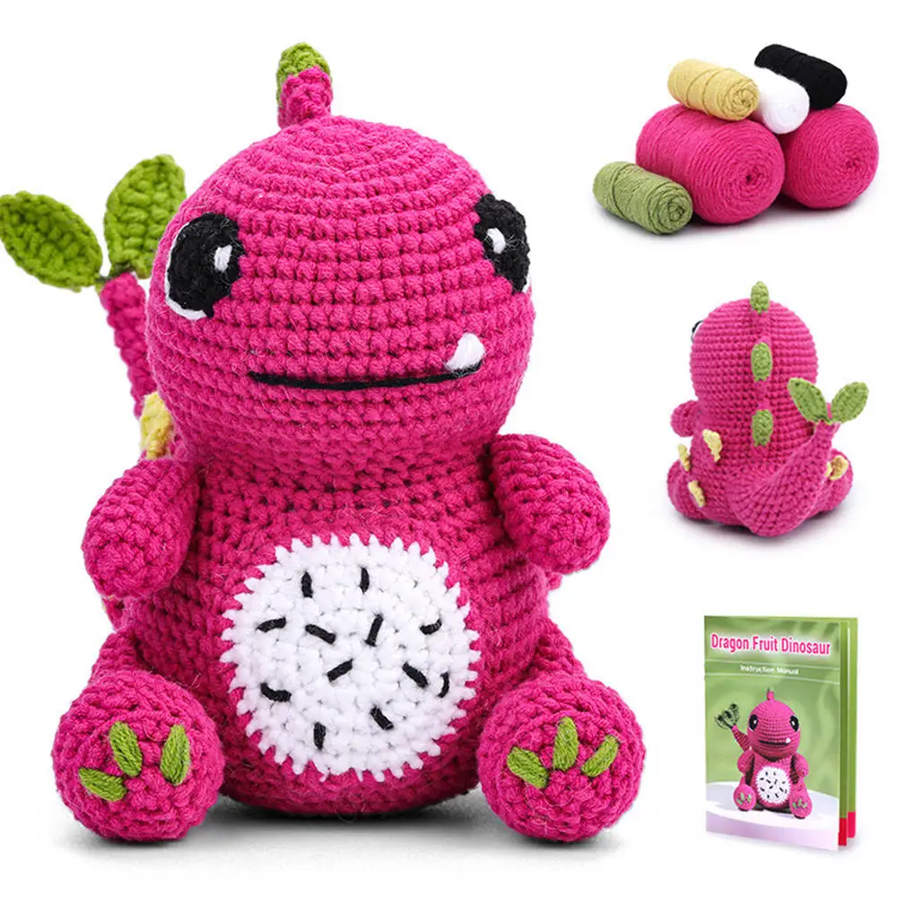 Dragon Crochet Kit For Beginners With Video Tutorial Cotton Knitting Yarn Thread Needles Hook Knit Tool Set DIY Craft