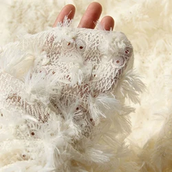 Feather Hollow Lace 3D Texture Fabric for Pants Dress Diy Sewing Fashion Designer Fabric