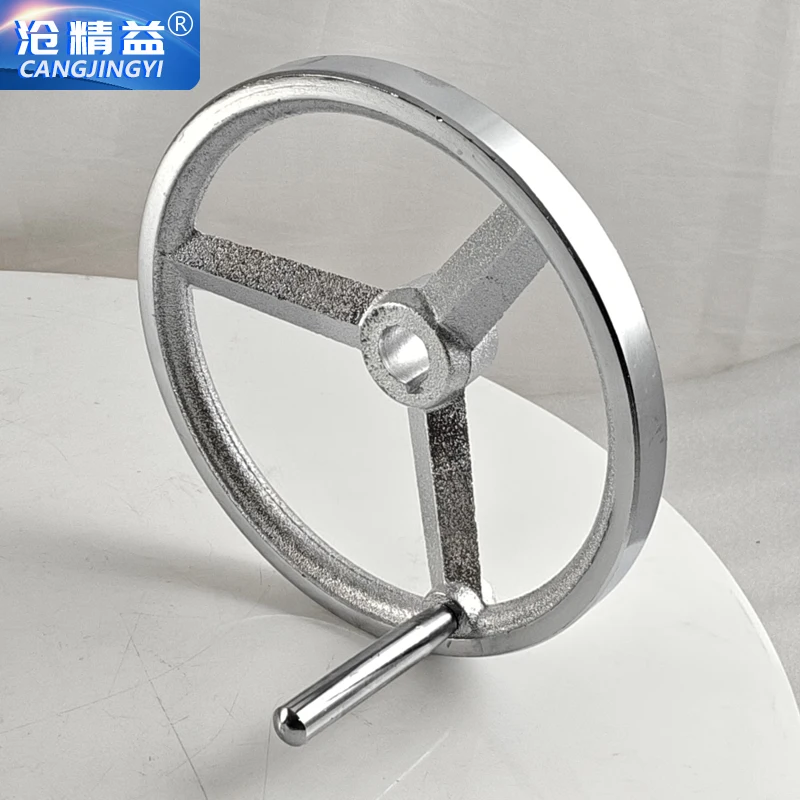 Iron Hand wheel cast iron hand wheel metal circle chrome plated machine tool handle square edge round edge keyway 200