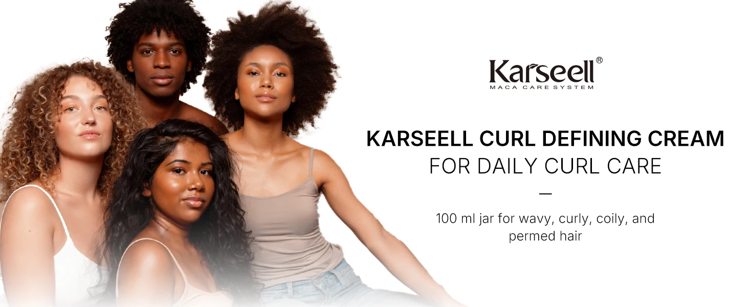 Karseell Curl Defining Cream for Wavy, Curly and Coily Hair, Leave-In Styling Cream to Help Control Frizz, Define Soft Curls