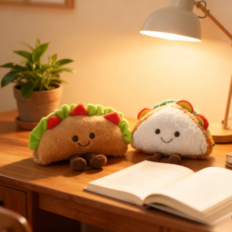 Mengqu Taco Cake Plush Doll Pendant, Hamburger Sandwich with The Same Bag Pendant, Cute Keychain Portable Doll Toy