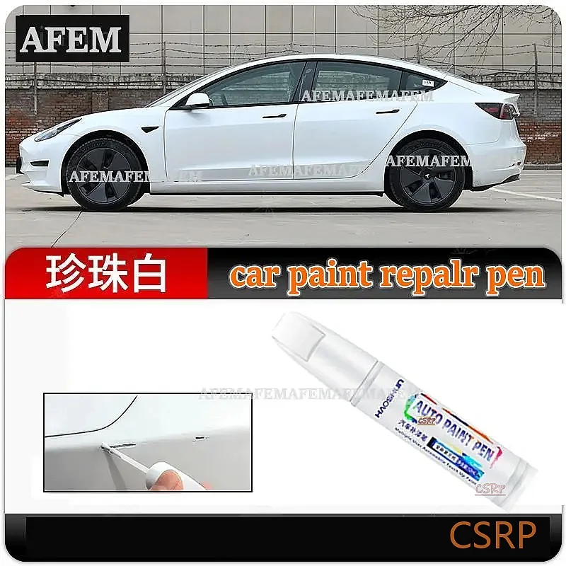 For Tesla MODEL-3 Automotive Touchup Pen Scratch Repair Tool Pearl White Car Paint Pen For Car Scratches